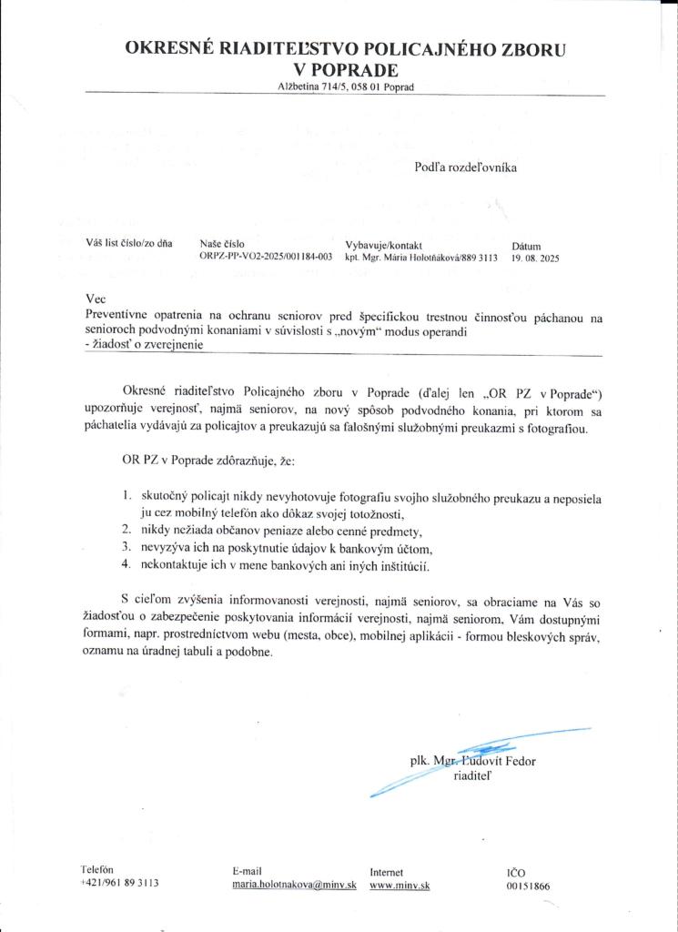 Preventívne opatrenia na ochranu seniorov
